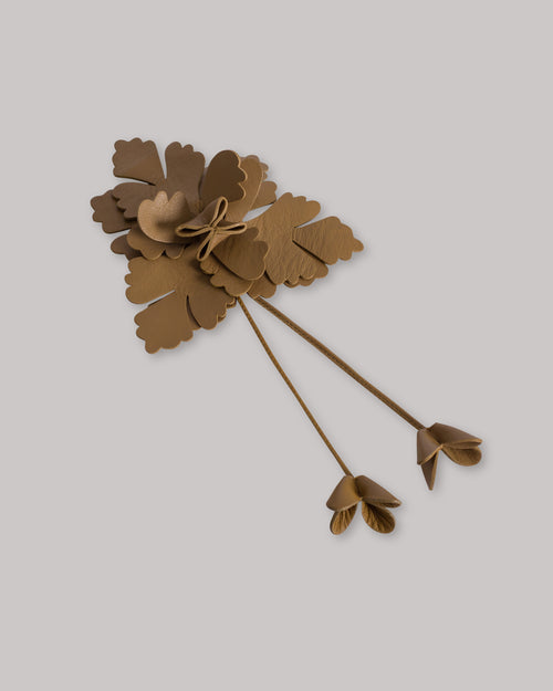 Leather flower brooch