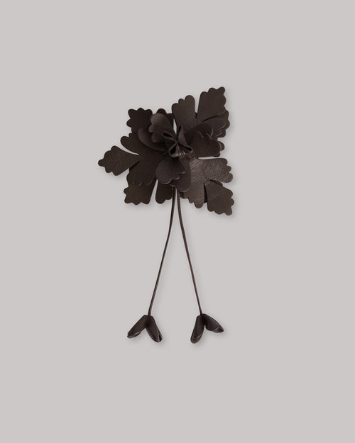 Leather flower brooch Brown Alberta Ferretti Boutique Online 1