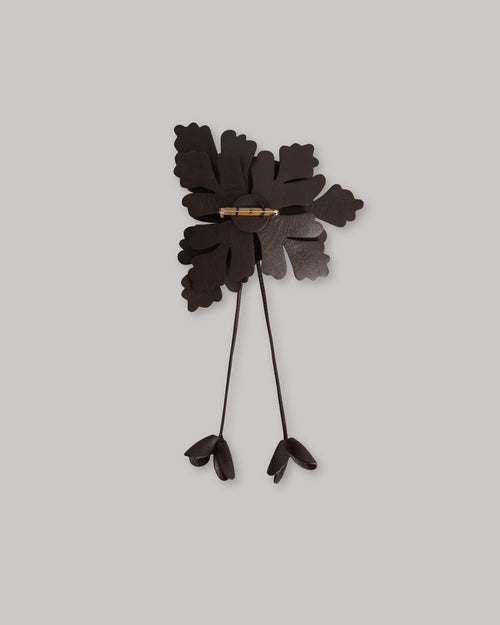 Leather flower brooch