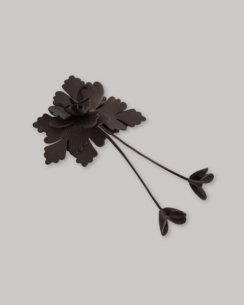 Leather flower brooch
