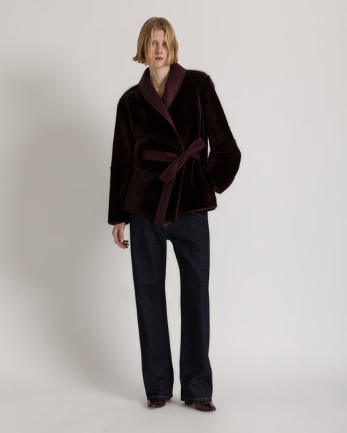 Reversible short shearling coat