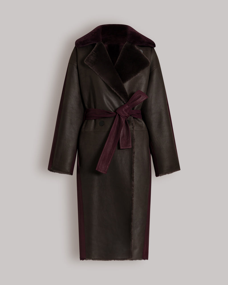 Langer Wende-Lammfellmantel in Bicolor-Optik Braun Alberta Ferretti Boutique Online 0