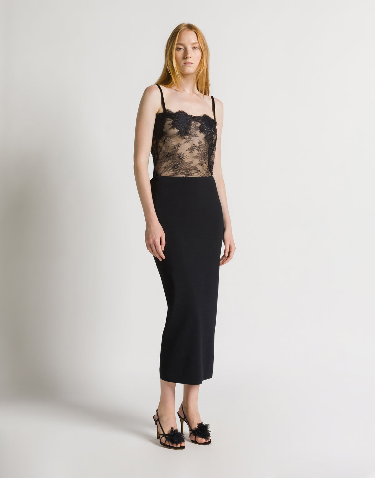 Gonna midi in cady stretch Nero Alberta Ferretti Boutique Online 2