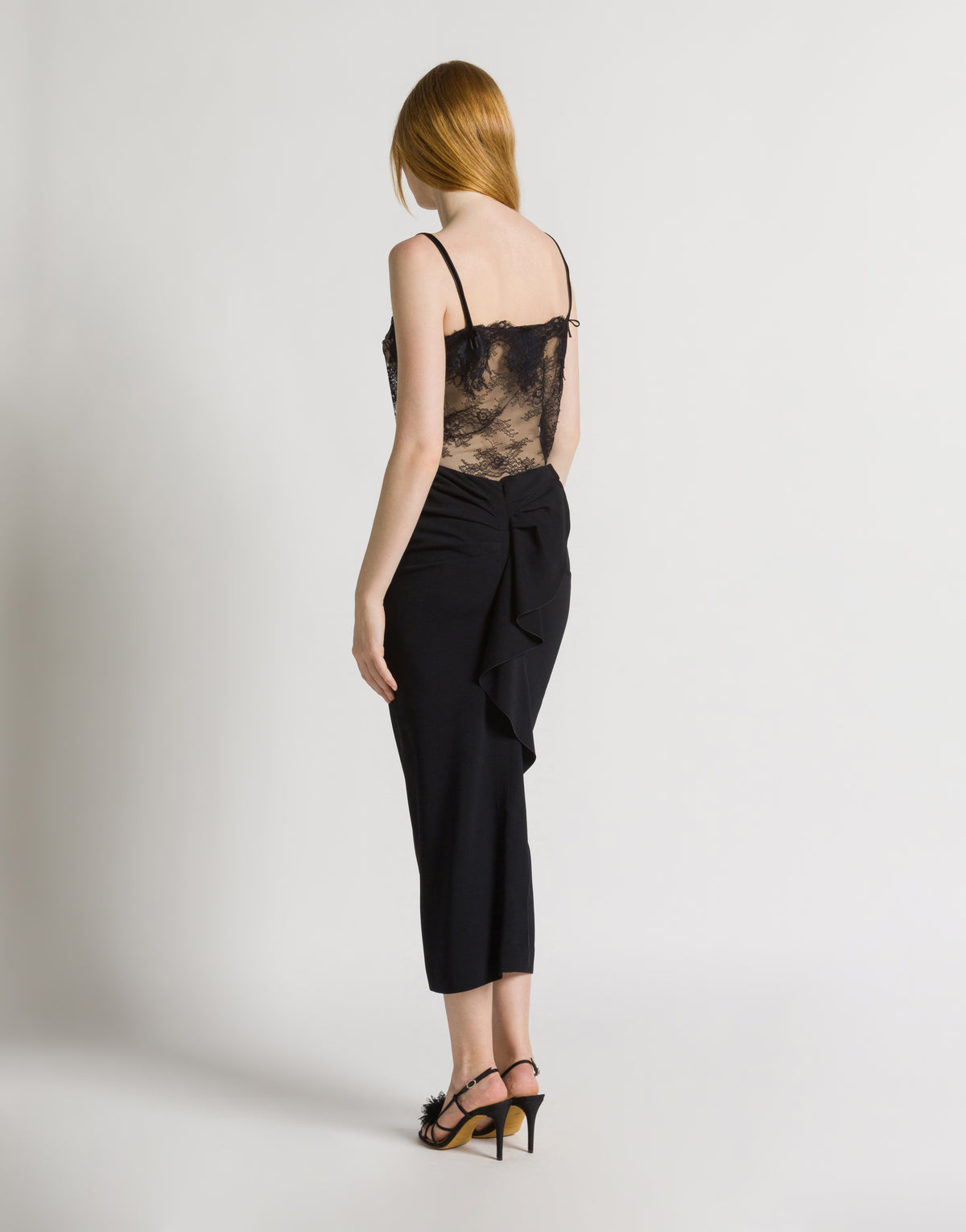 Gonna midi in cady stretch Nero Alberta Ferretti Boutique Online 3