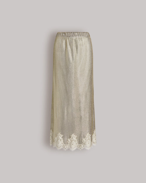 Midi-Rock aus Strass-Netzgewebe mit Spitze Grün Alberta Ferretti Boutique Online 0