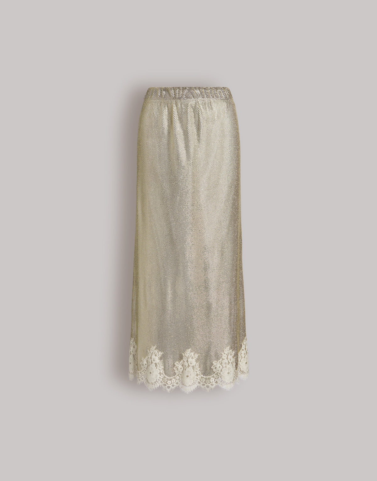 Midi-Rock aus Strass-Netzgewebe mit Spitze Grün Alberta Ferretti Boutique Online 1