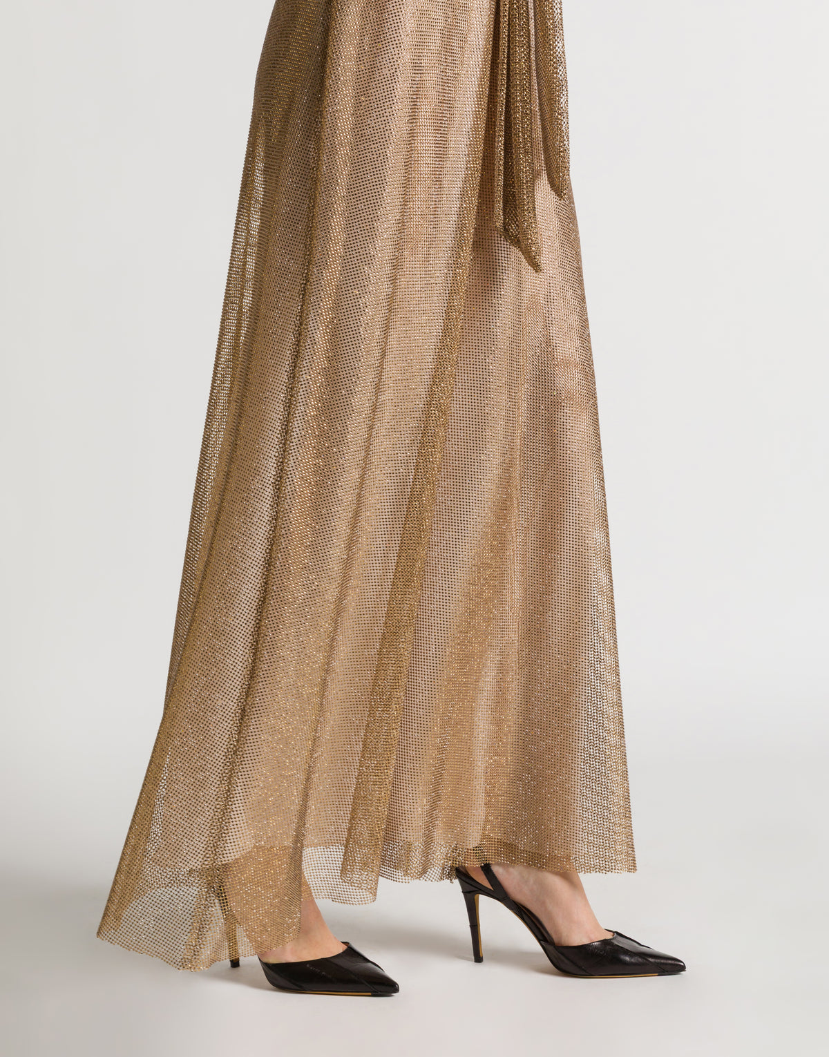 Gonna lunga in rete strass Oro Alberta Ferretti Boutique Online 4