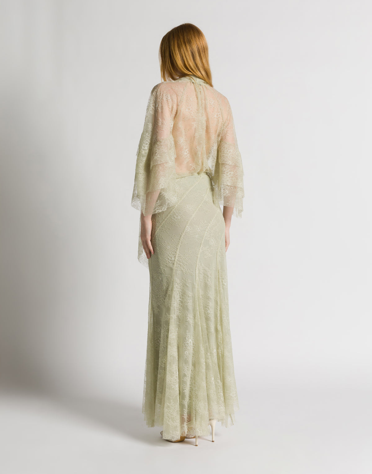 Gonna lunga in pizzo Verde Alberta Ferretti Boutique Online 3