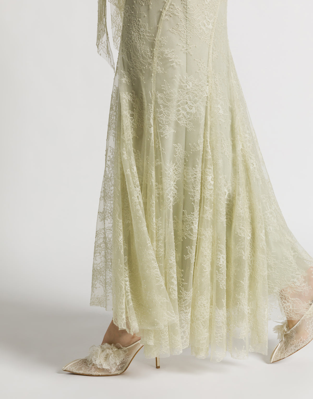 Gonna lunga in pizzo Verde Alberta Ferretti Boutique Online 4
