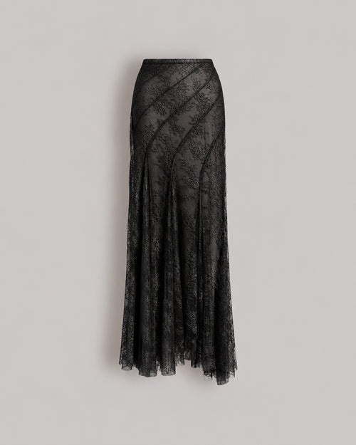 Jupe longue en dentelle à bas évasé 黑色 Alberta Ferretti Boutique Online 0