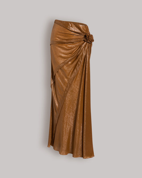Jupe longue drapée en Lurex avec rose  青铜色 Alberta Ferretti Boutique Online 0