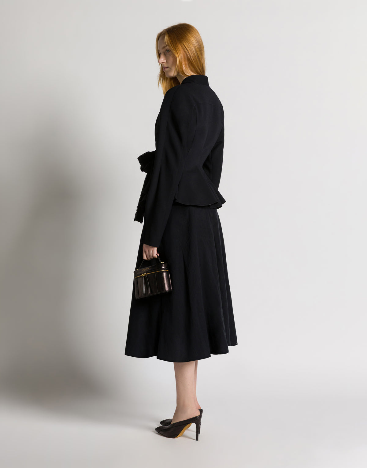 Gonna midi a ruota in cady stretch Nero Alberta Ferretti Boutique Online 3