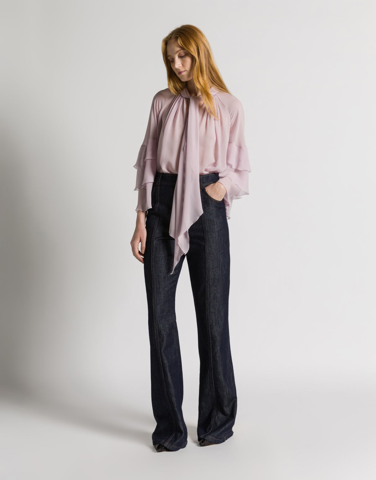 Bluse aus Seidengeorgette Violett Alberta Ferretti Boutique Online 2