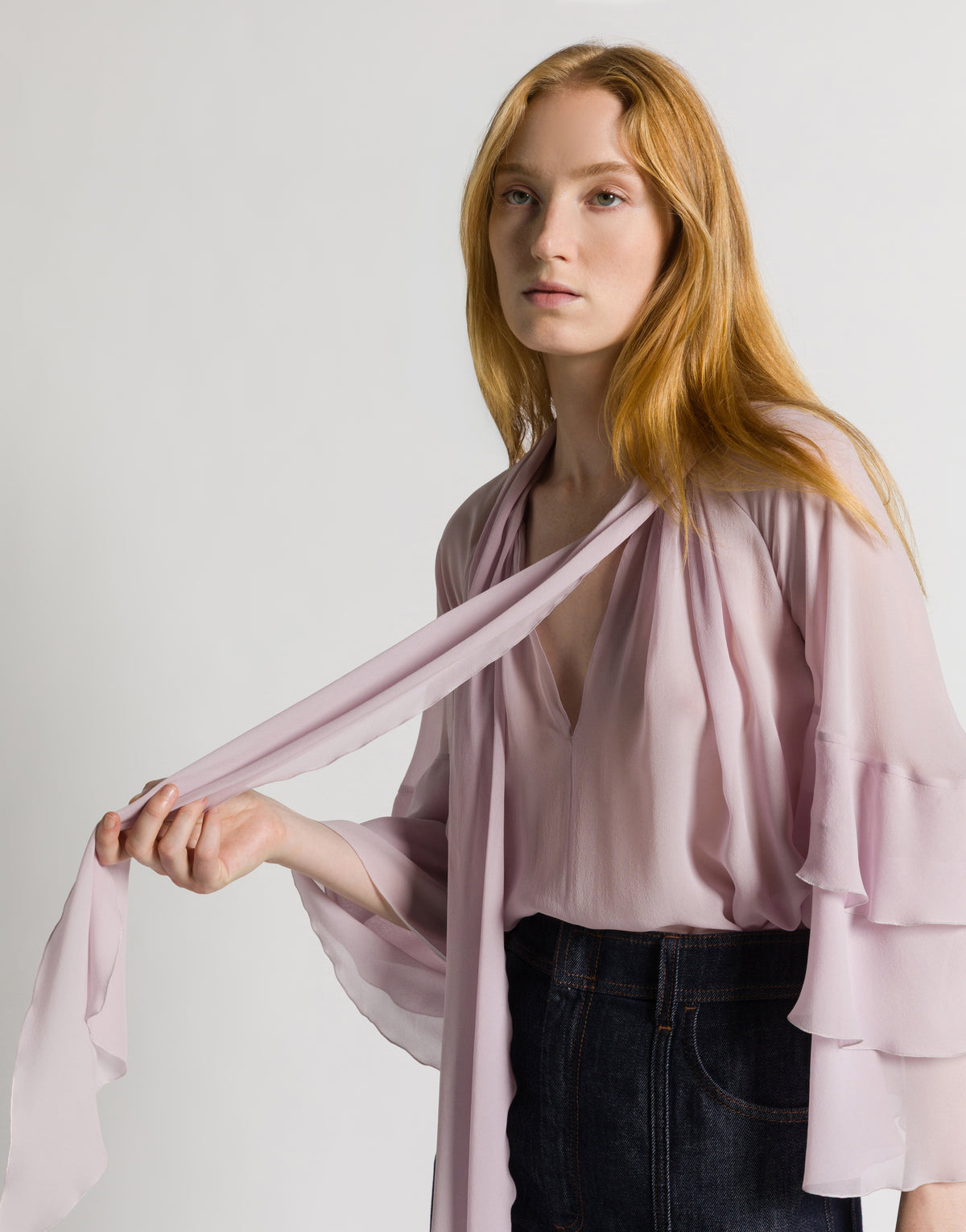 Bluse aus Seidengeorgette Violett Alberta Ferretti Boutique Online 4