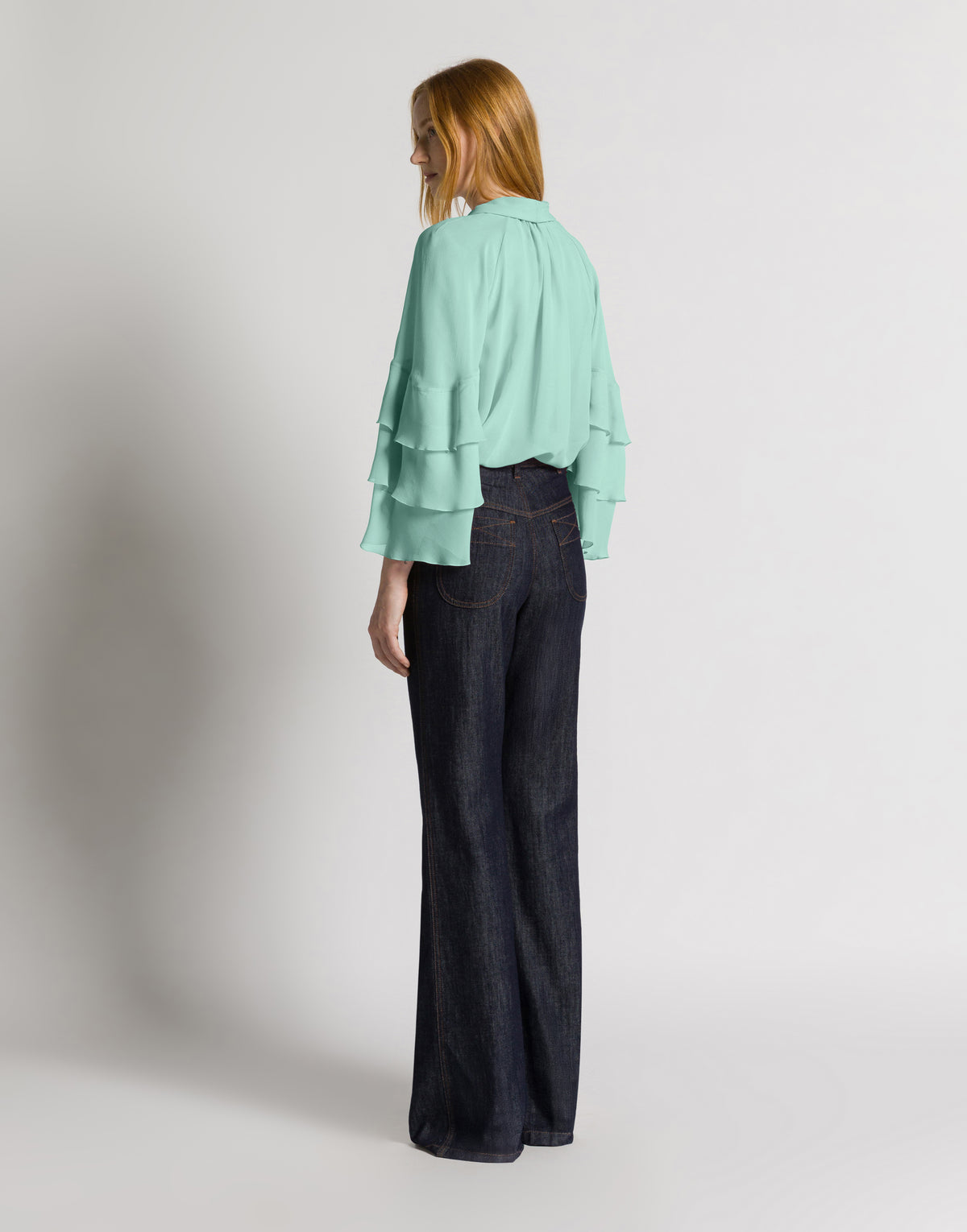 Blusa in georgette di seta Azzurro Alberta Ferretti Boutique Online 3