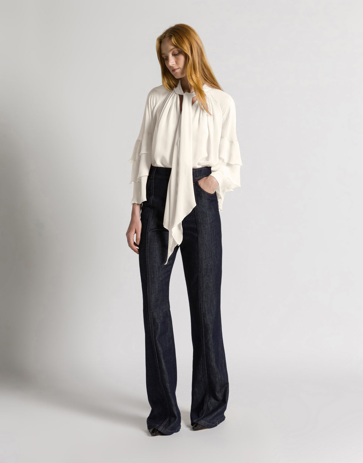 Blouse in silk georgette ホワイト Alberta Ferretti Boutique Online 2