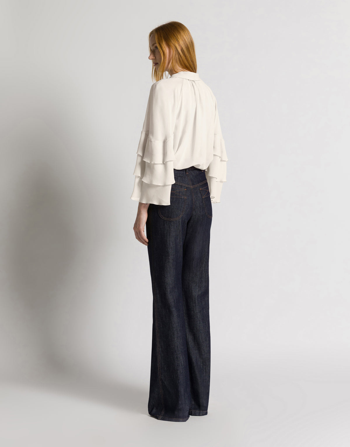Blouse in silk georgette ホワイト Alberta Ferretti Boutique Online 3