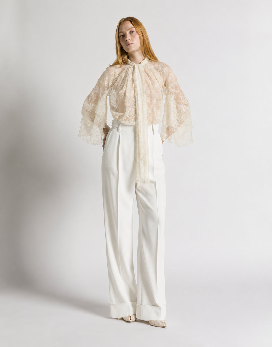 Blouse en dentelle Blanc Alberta Ferretti Boutique Online 2