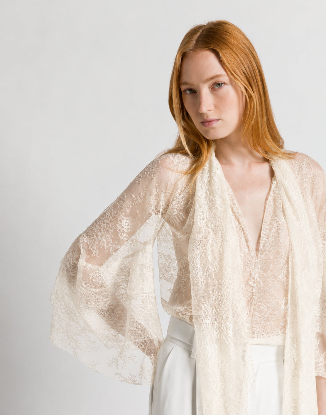Blouse en dentelle Blanc Alberta Ferretti Boutique Online 4
