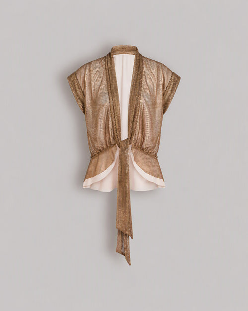 Top in rhinestone mesh Gold Alberta Ferretti Boutique Online 0