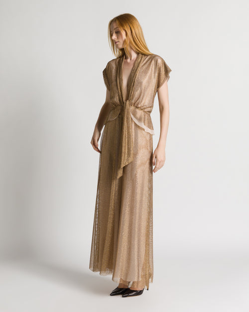 Top in rhinestone mesh Gold Alberta Ferretti Boutique Online 1