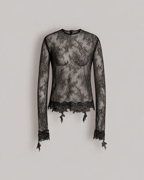 Langärmliges Spitzentop Schwarz Alberta Ferretti Boutique Online 0
