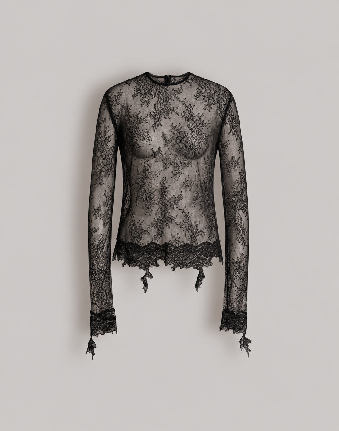 Langärmliges Spitzentop Schwarz Alberta Ferretti Boutique Online 1