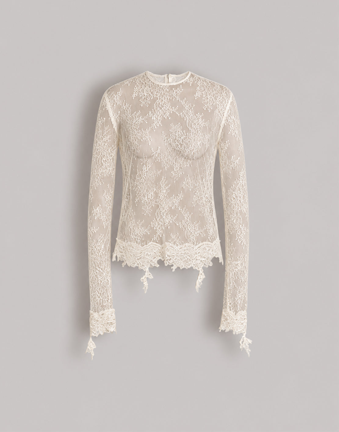 Langärmliges Spitzentop Weiß Alberta Ferretti Boutique Online 1