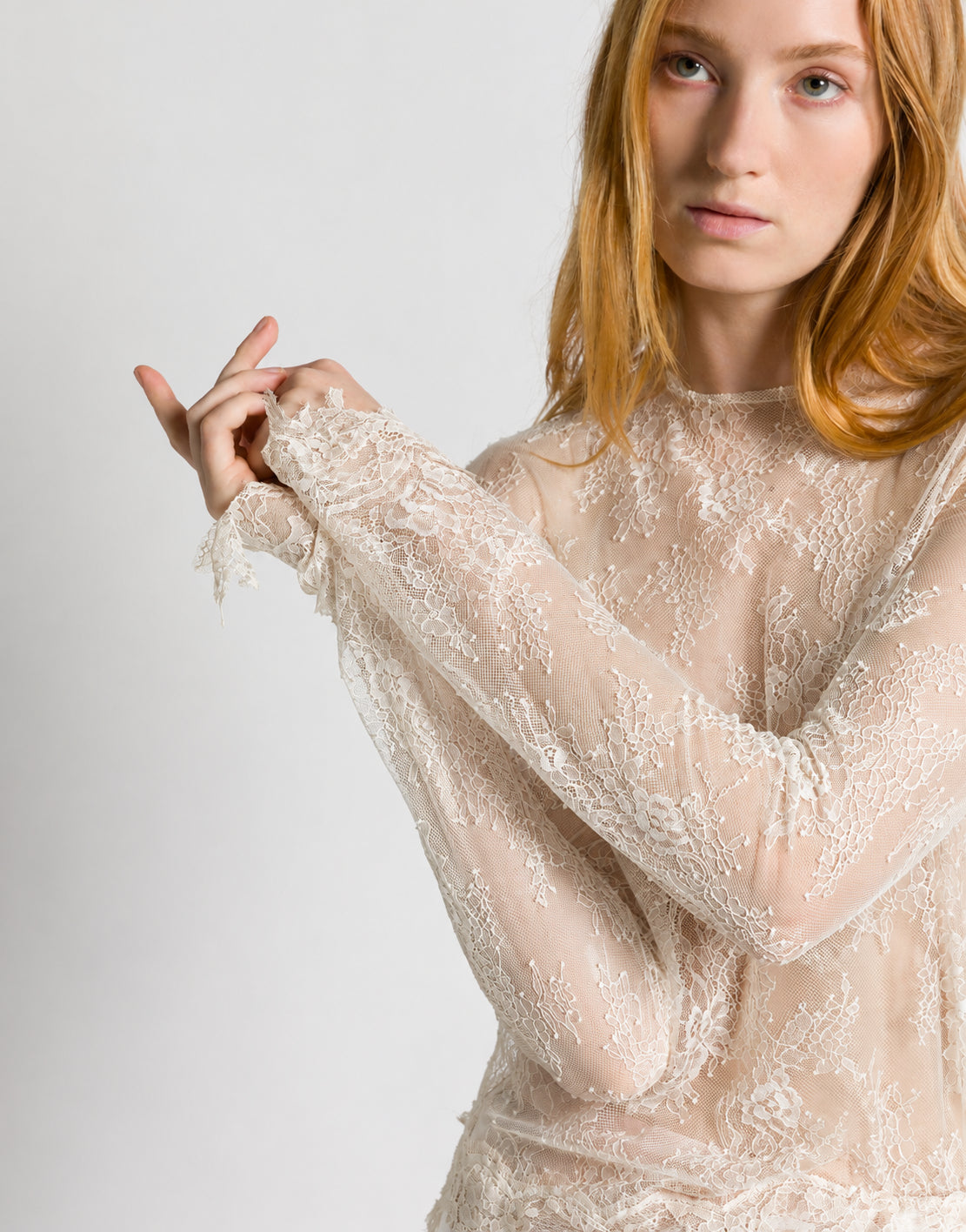 Langärmliges Spitzentop Weiß Alberta Ferretti Boutique Online 2