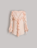 Blouse en georgette de soie et dentelle