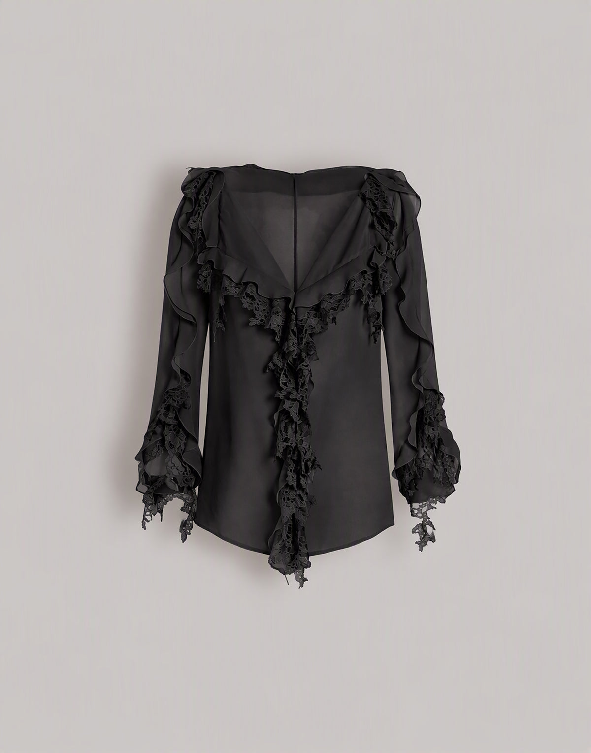 Bluse aus Seidengeorgette und Spitze Schwarz Alberta Ferretti Boutique Online 1