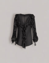 Blusa en crepe georgette de seda y encaje