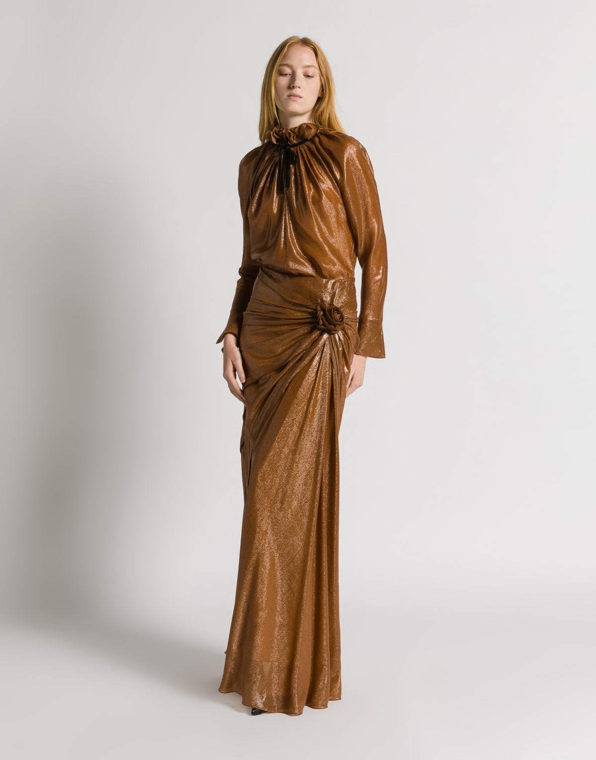 Blusa in viscosa lurex Bronzo Alberta Ferretti Boutique Online 2