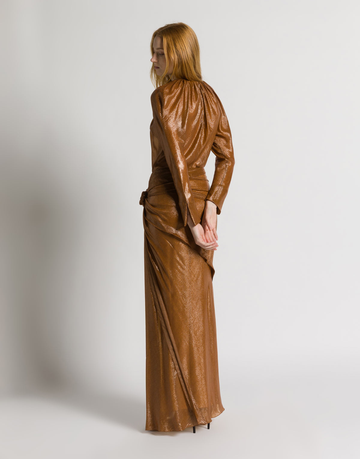 Blusa in viscosa lurex Bronzo Alberta Ferretti Boutique Online 3