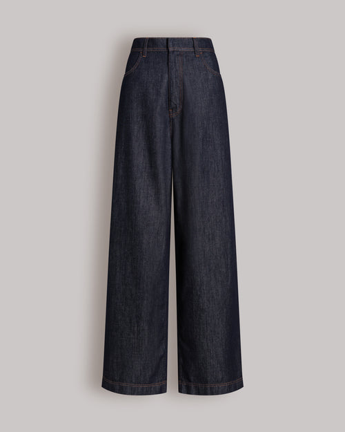 Weite Jeans aus dunklem Denim Blau Alberta Ferretti Boutique Online 0