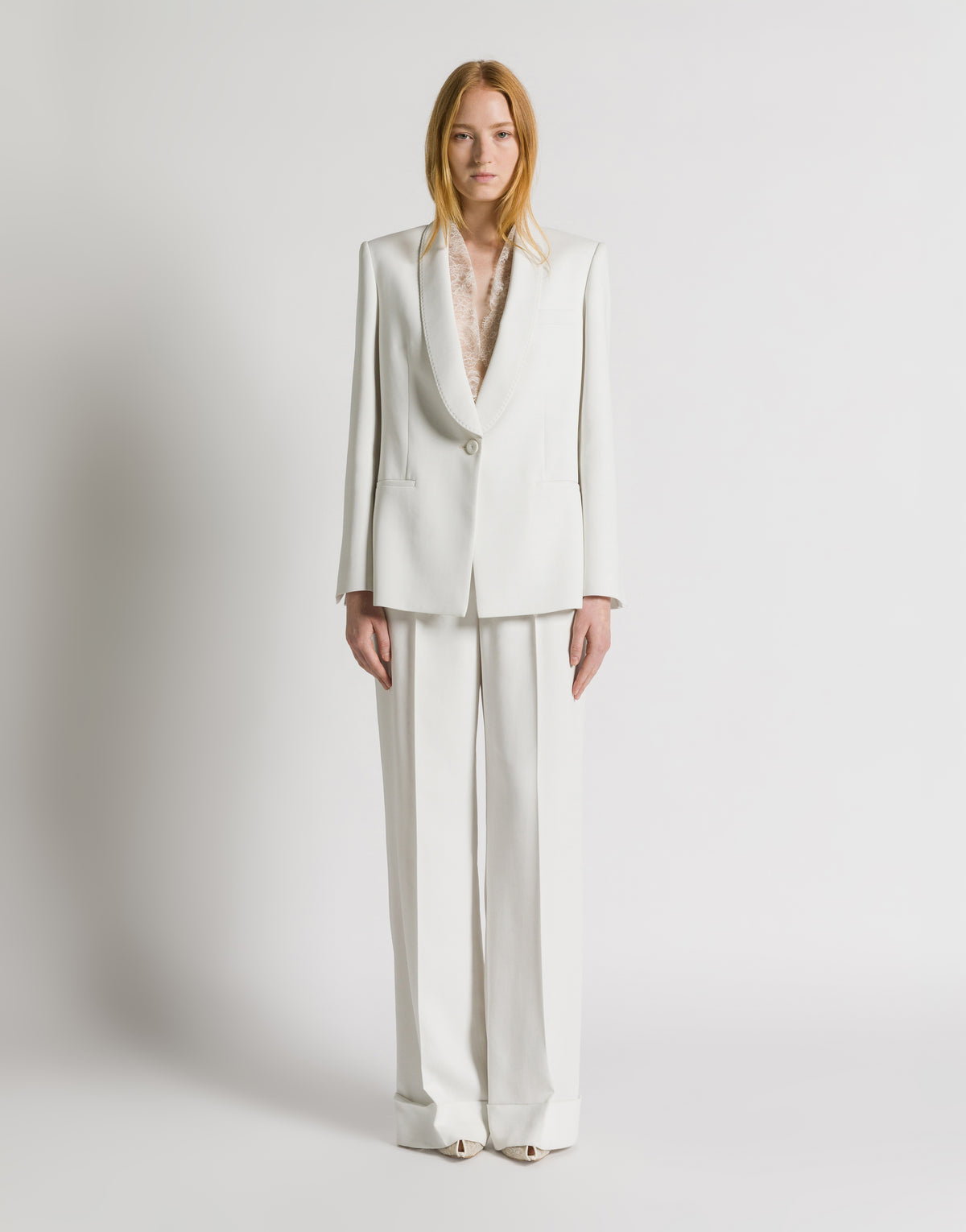 Pantalone palazzo in cady stretch Bianco Alberta Ferretti Boutique Online 2