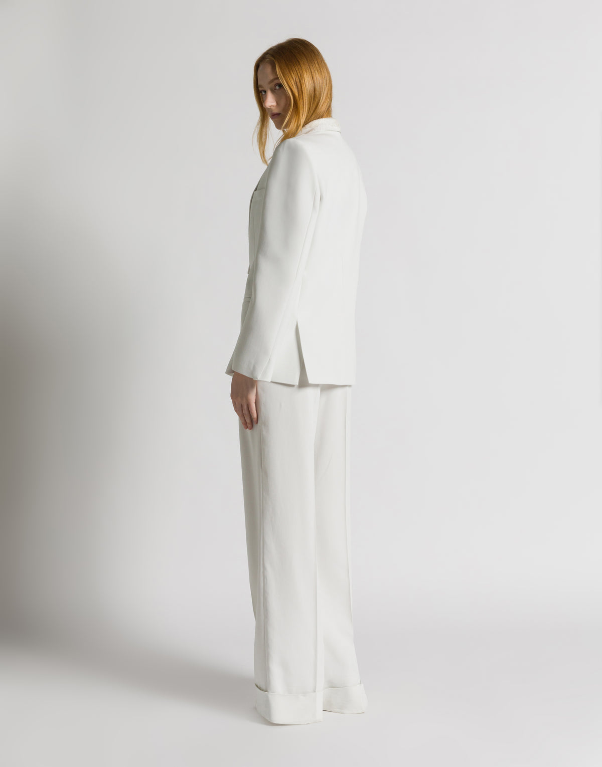 Pantalone palazzo in cady stretch Bianco Alberta Ferretti Boutique Online 3