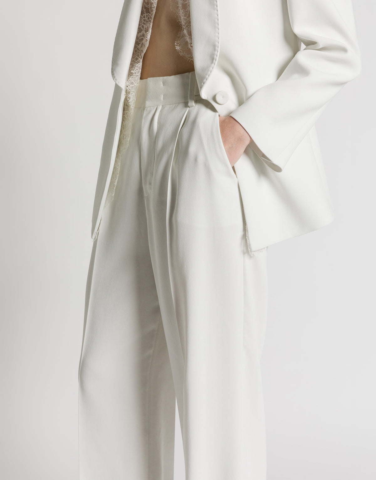 Pantalone palazzo in cady stretch Bianco Alberta Ferretti Boutique Online 4