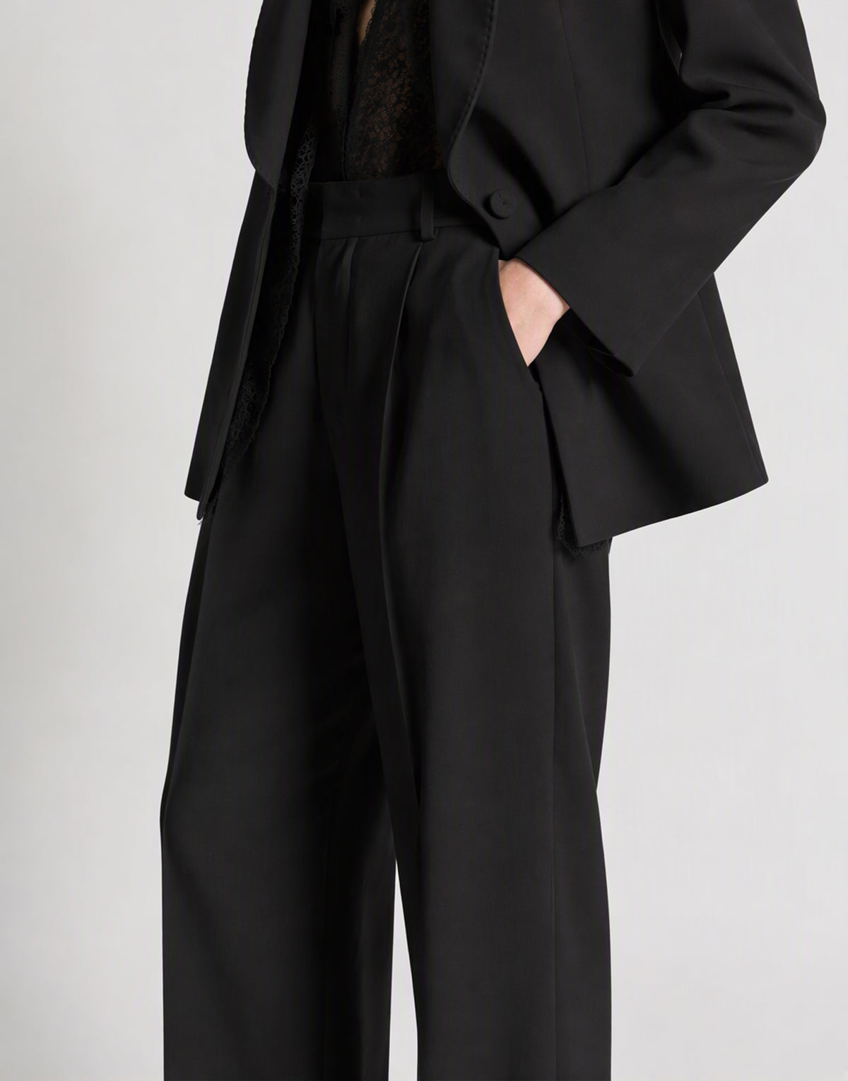 Pantalone palazzo in cady stretch Nero Alberta Ferretti Boutique Online 4