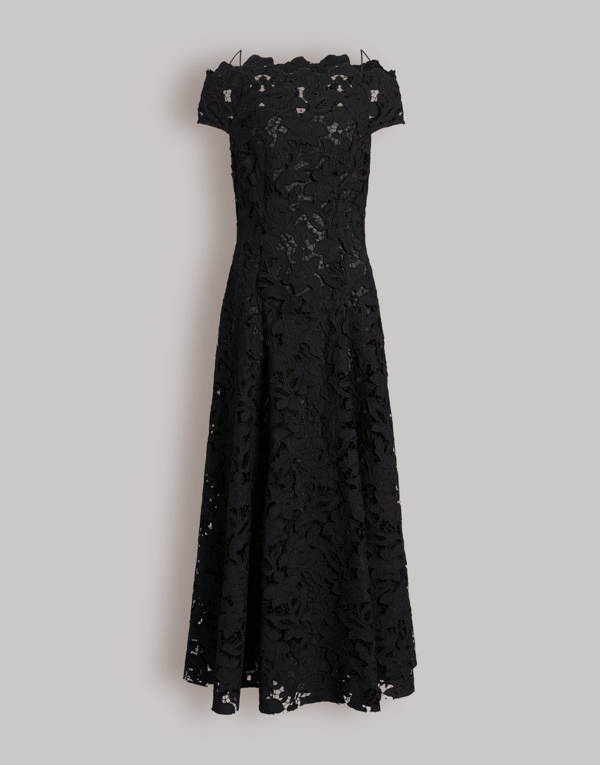 Abito lungo in sangallo Nero Alberta Ferretti Boutique Online 1