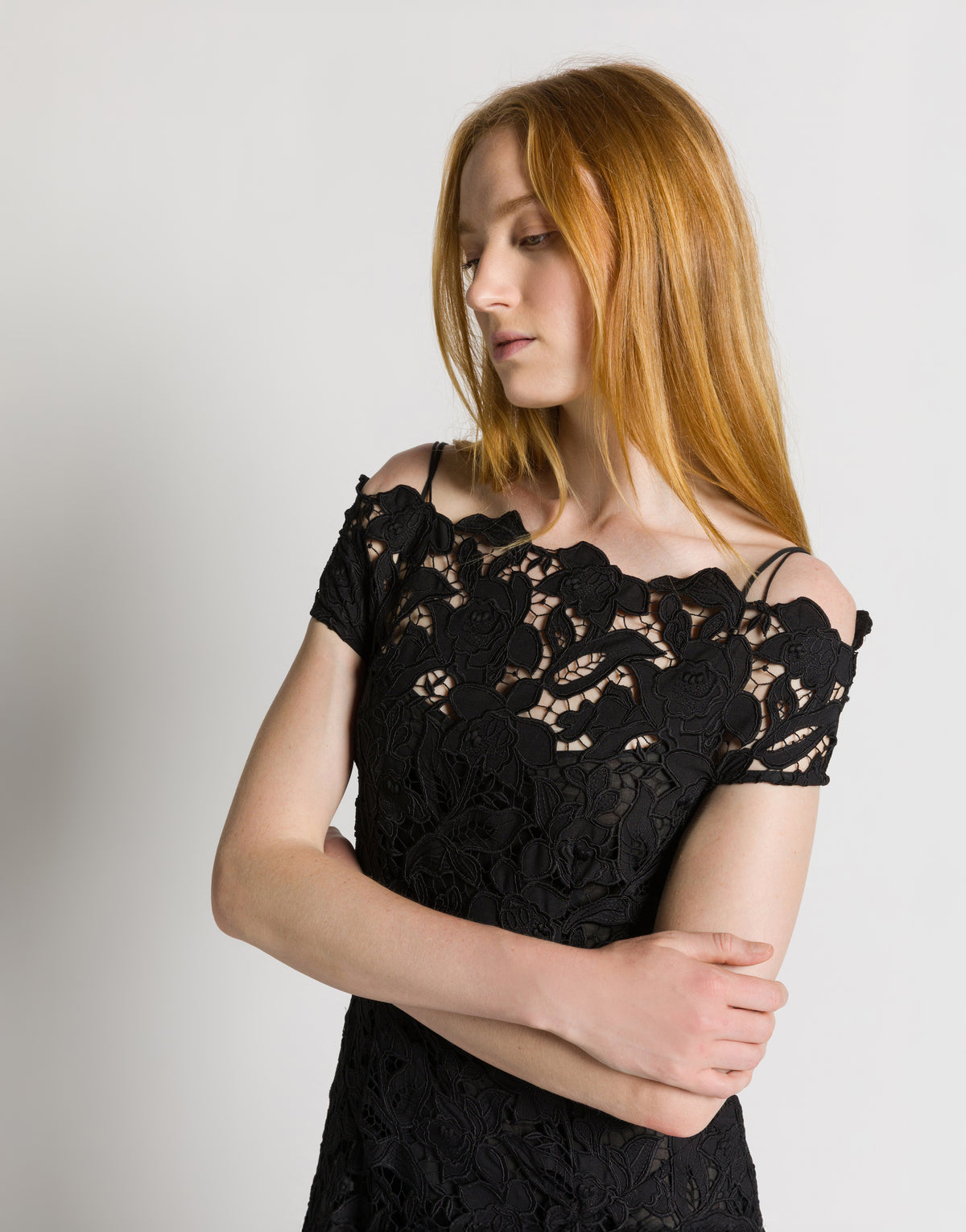 Abito lungo in sangallo Nero Alberta Ferretti Boutique Online 4