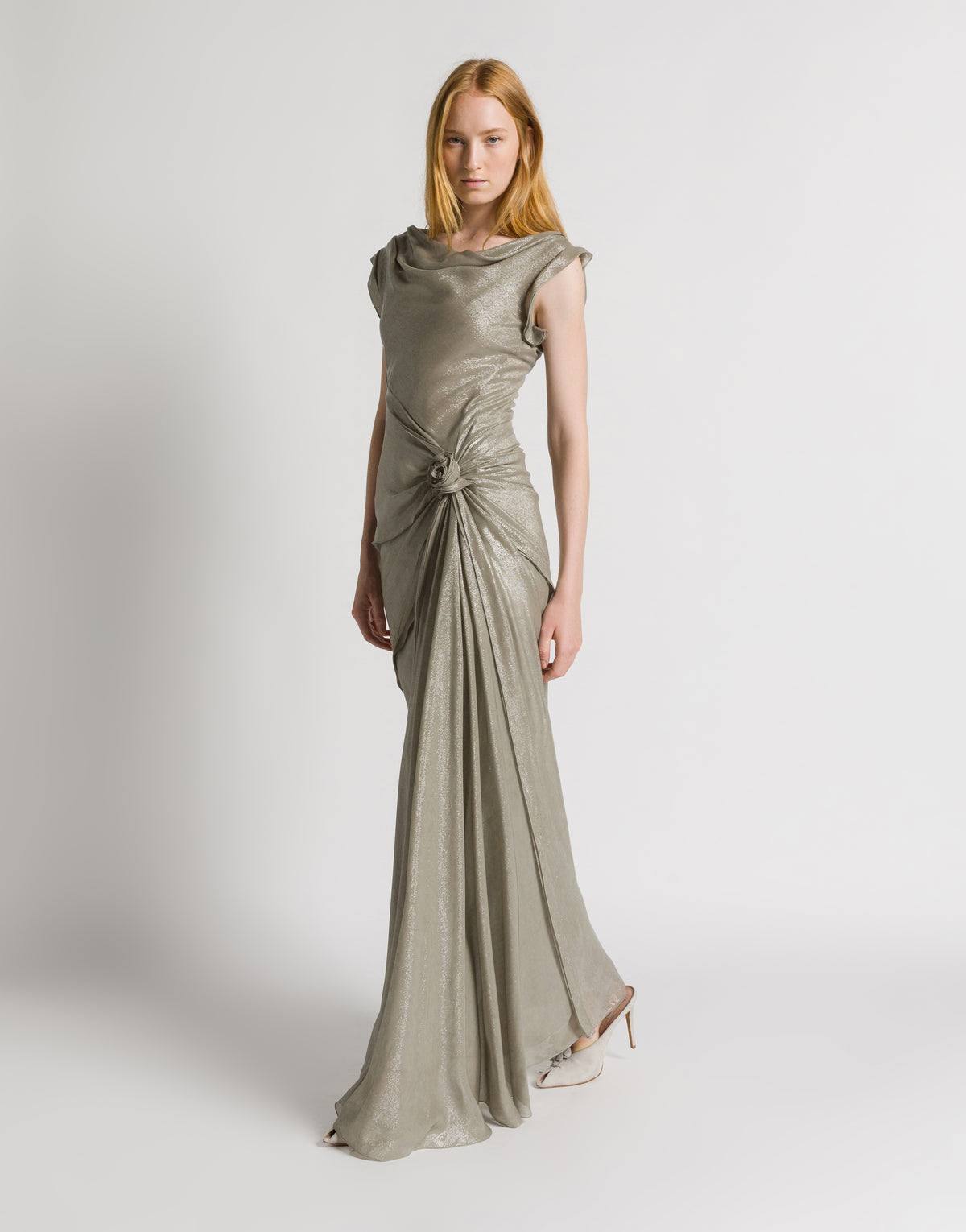Robe longue en lurex Argent Alberta Ferretti Boutique Online 2