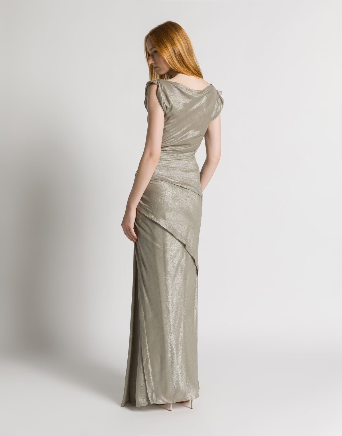 Robe longue en lurex Argent Alberta Ferretti Boutique Online 3