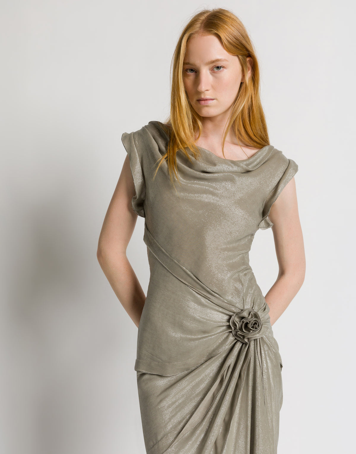 Robe longue en lurex Argent Alberta Ferretti Boutique Online 4