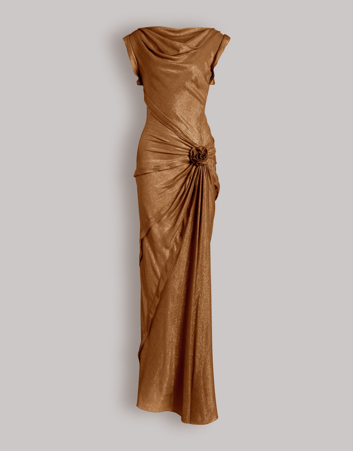 Abito lungo in lurex Bronzo Alberta Ferretti Boutique Online 1