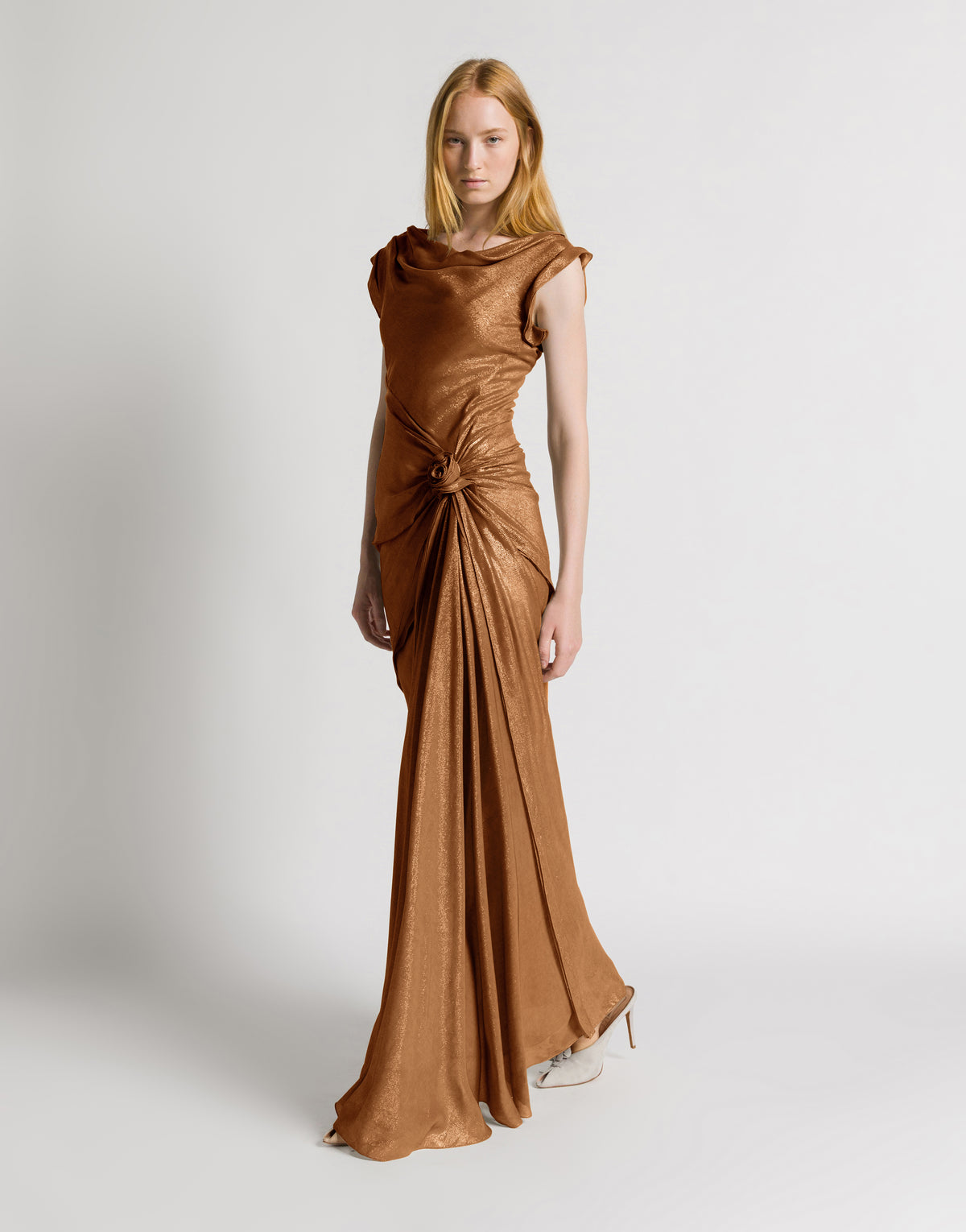 Abito lungo in lurex Bronzo Alberta Ferretti Boutique Online 2