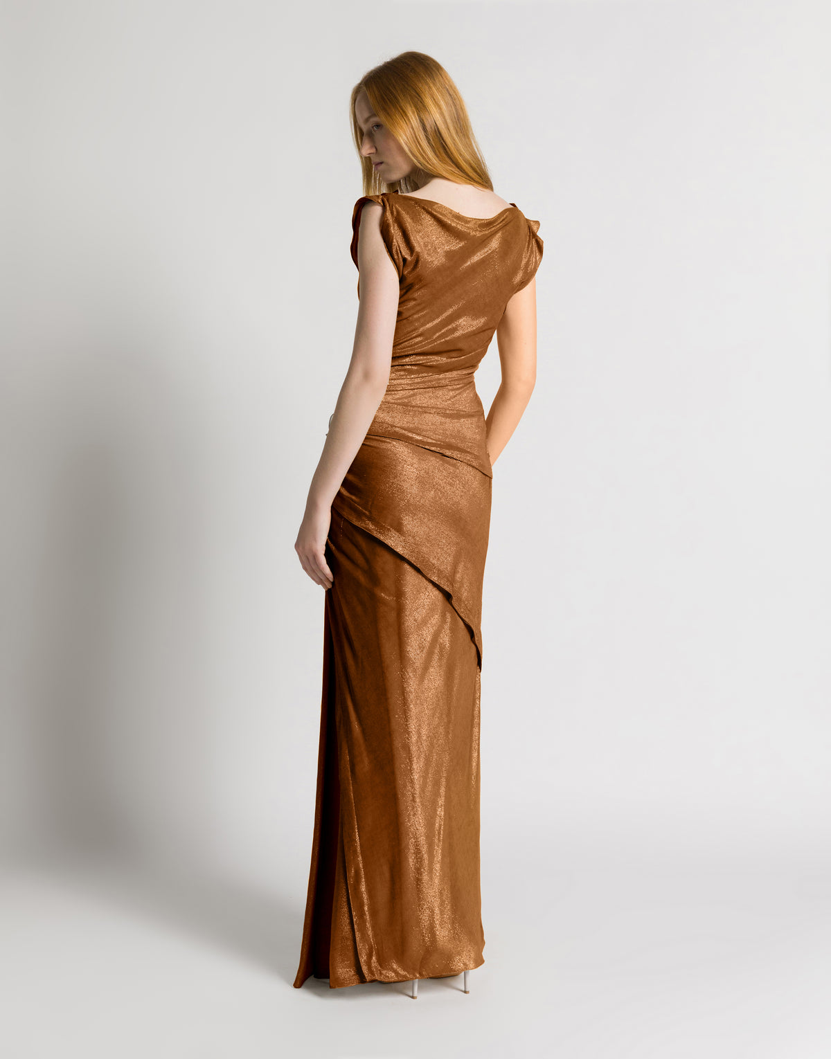Abito lungo in lurex Bronzo Alberta Ferretti Boutique Online 3