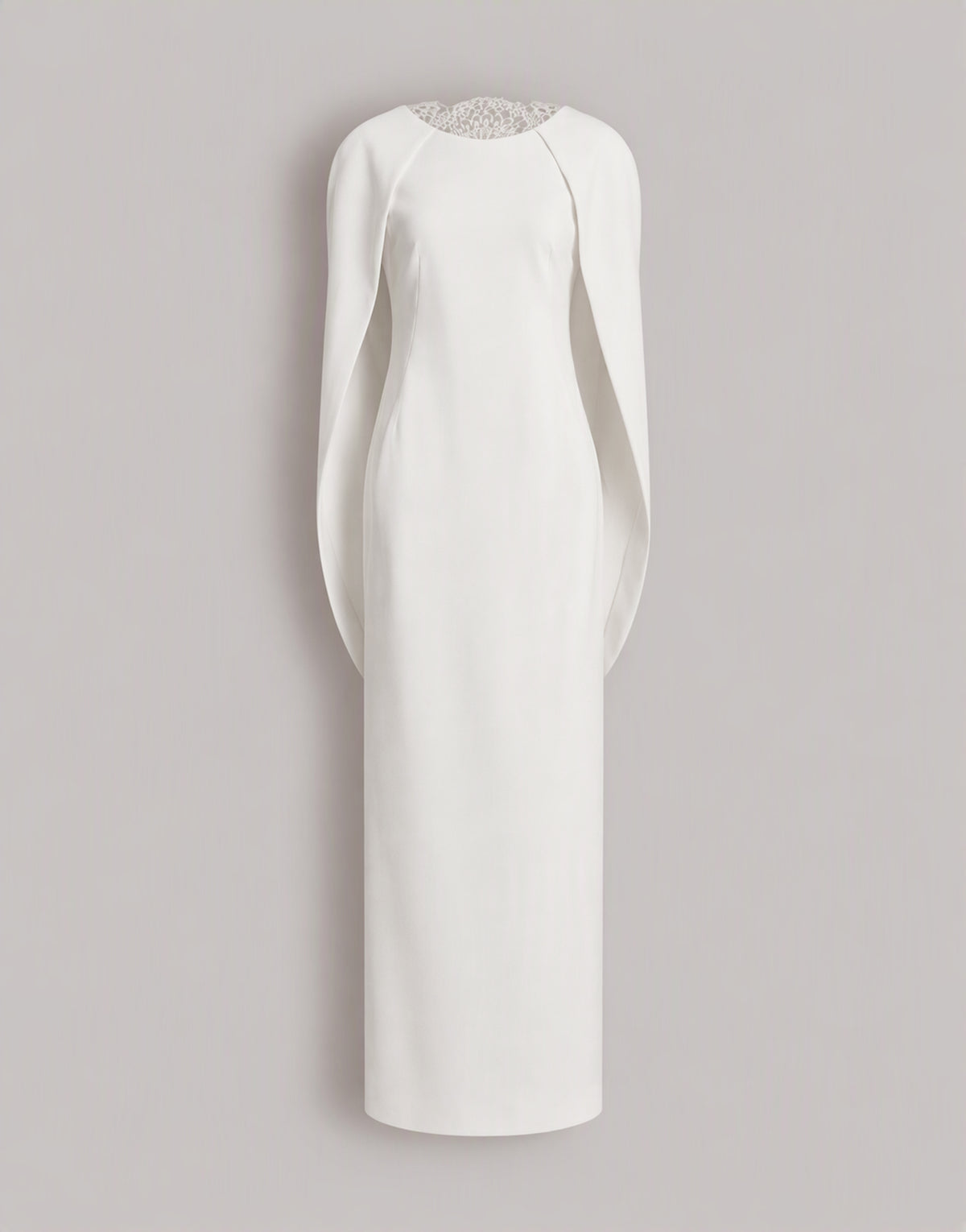 Robe Longue avec Cape et Détail en Dentelle Blanc Alberta Ferretti Boutique Online 4