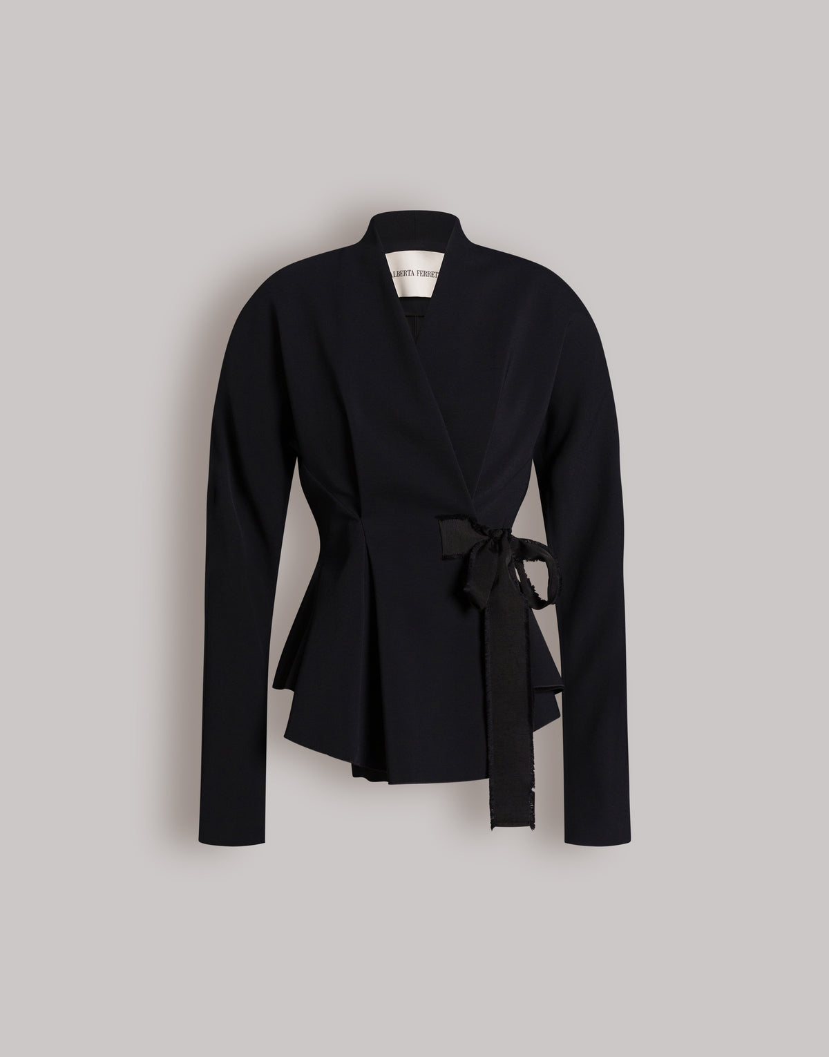 Giacca in cady stretch con fiocco in vita Nero Alberta Ferretti Boutique Online 1