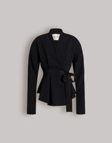 Jacket in cady stretch with waist bow
